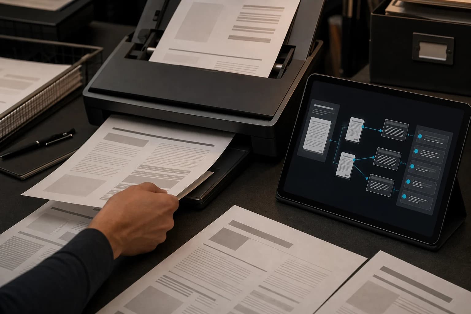 Enterprise documents being processed into a structured source-grounded knowledge workflow