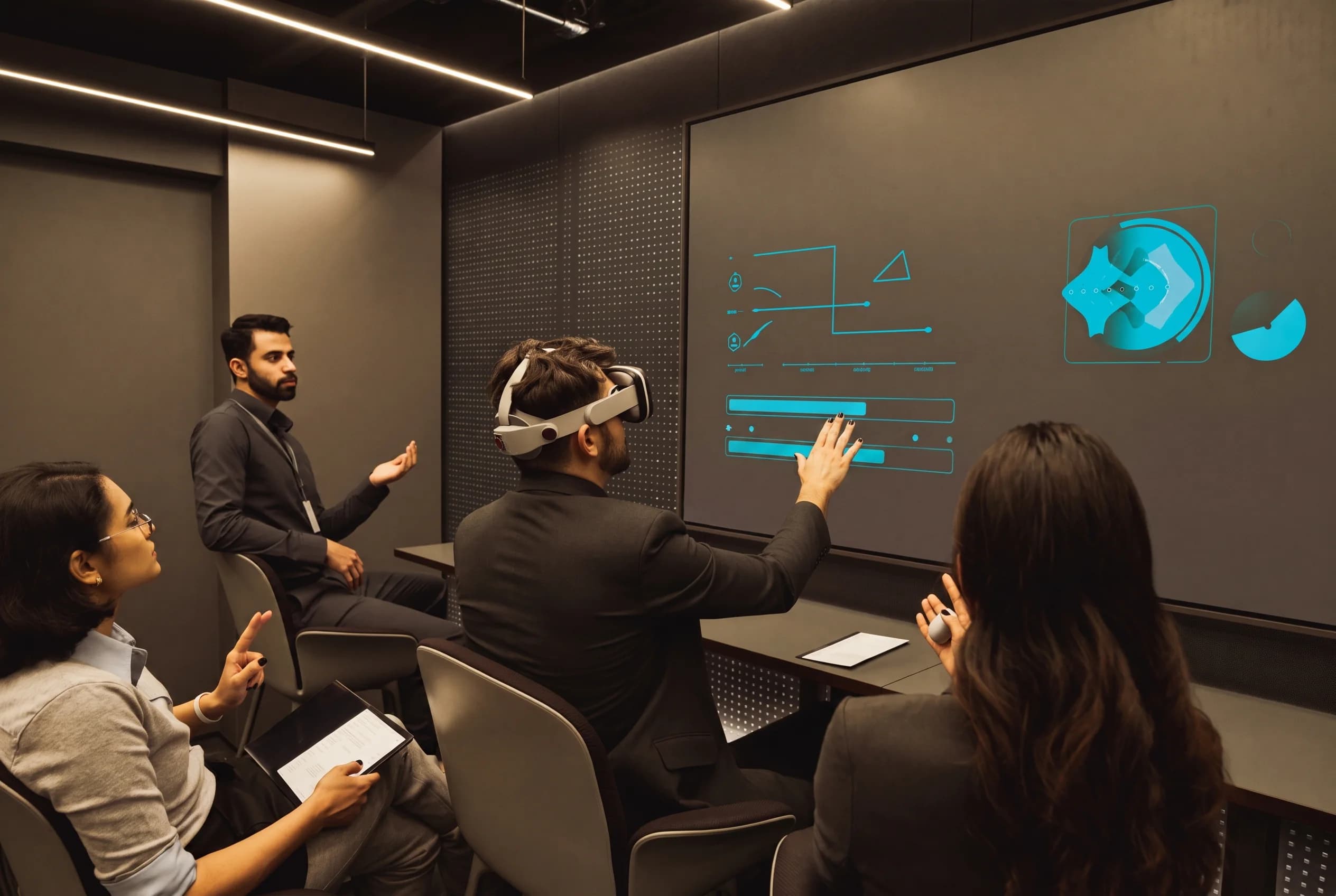 Professional team completing immersive training with performance feedback